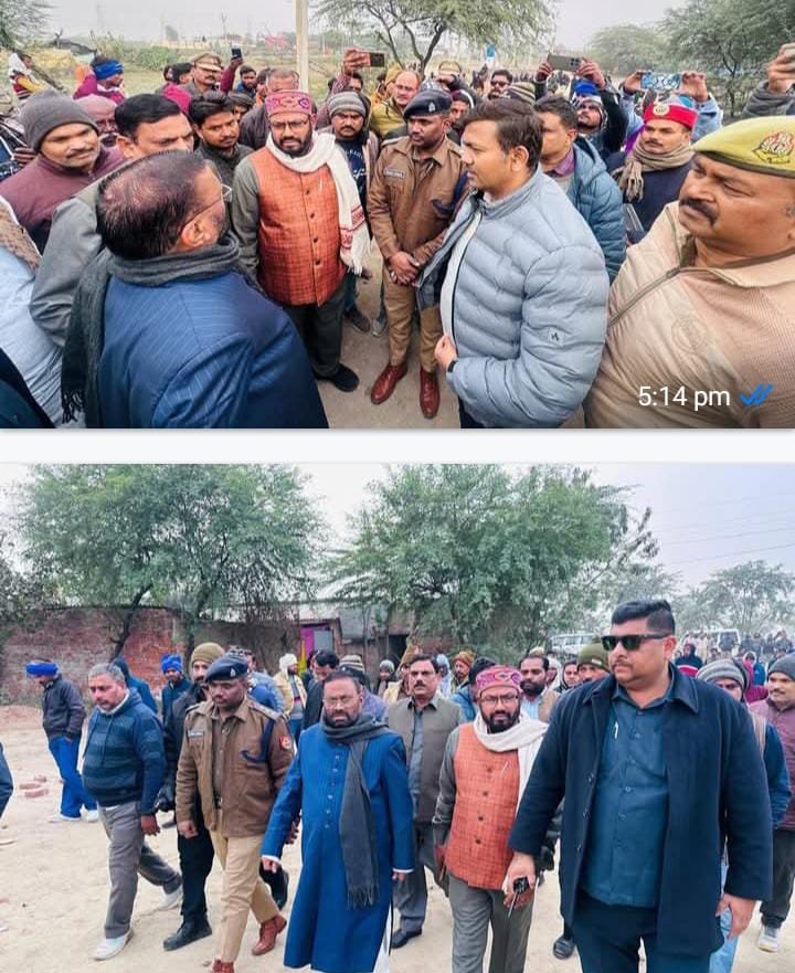 रायबरेली - बाबासाहेब की खंडित प्रतिमा स्थल पर पहुंचे स्वामी प्रसाद