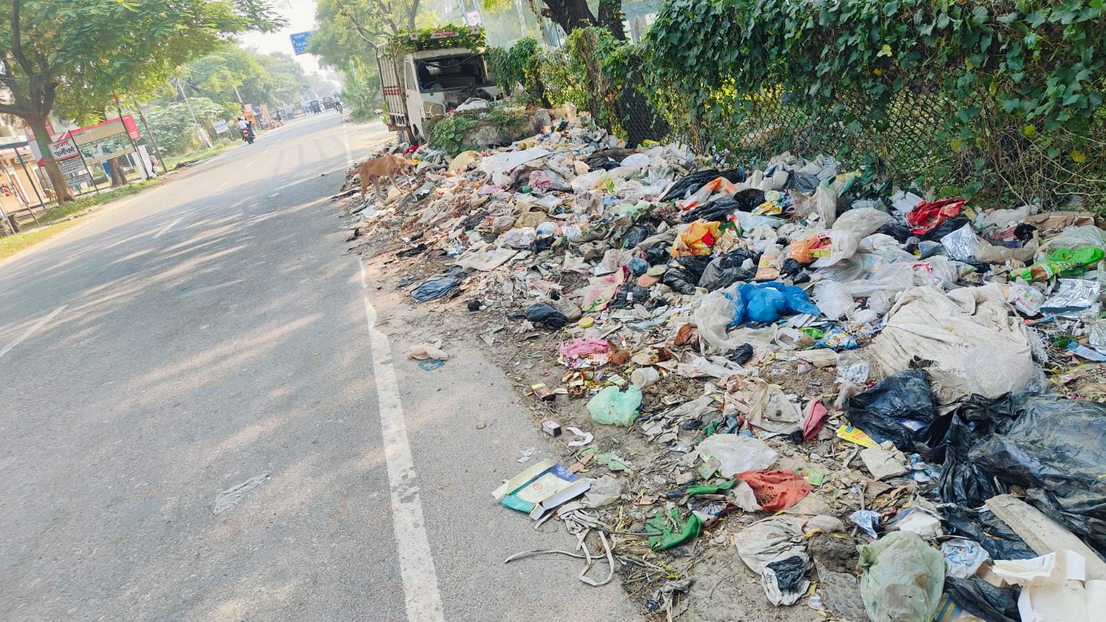 रायबरेली-कूड़े से पटी सड़क, दुर्गंध से हो रहा सांस लेना मुश्किल 