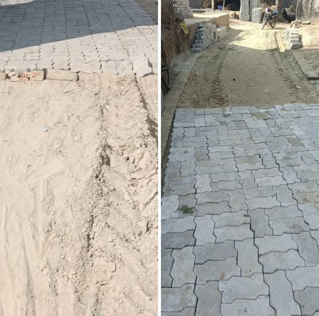 रायबरेली-होरैसा गाँव में मानकों को ताक पर रख कर कराया जा रहा इंटरलॉकिंग सड़क का निर्माण,,, 