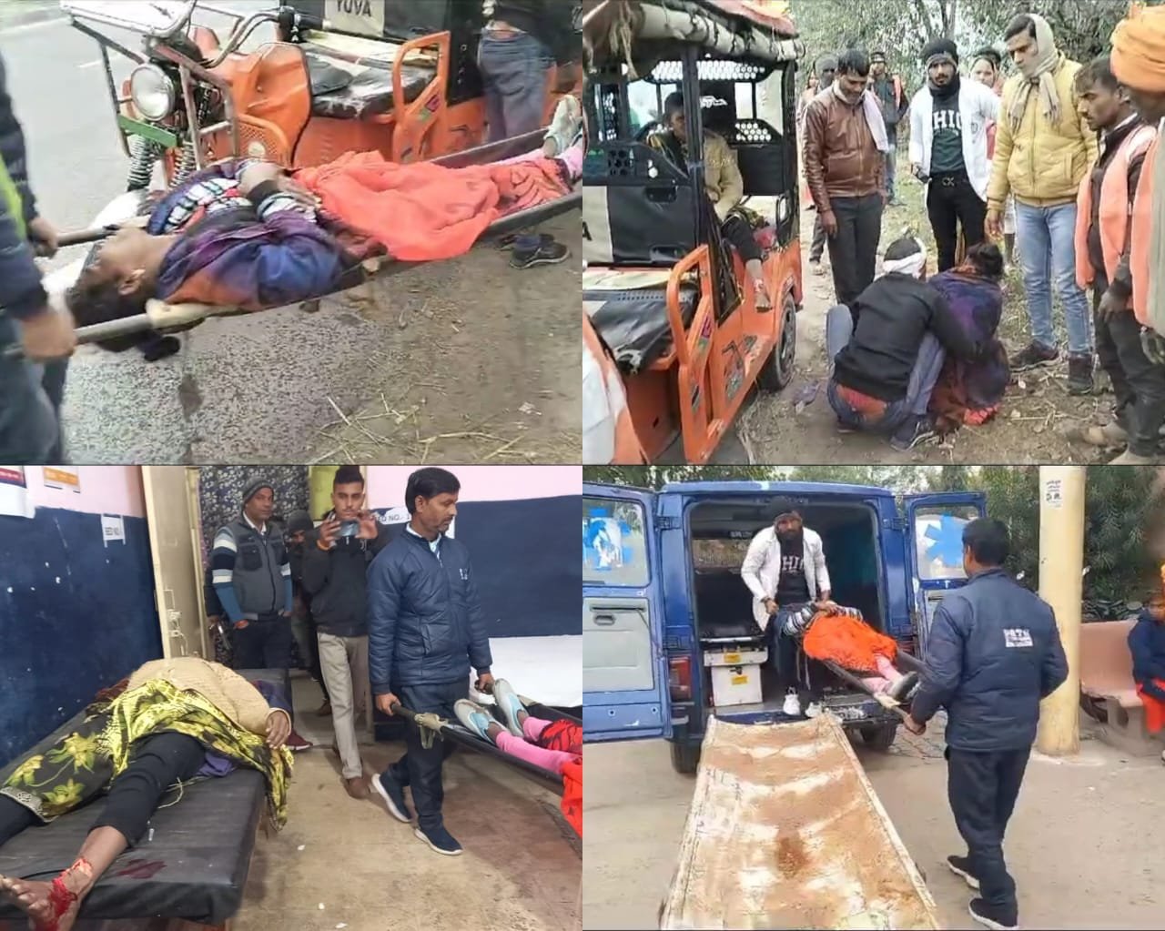 अनियंत्रित ई रिक्शा पलटा , माँ बेटी घायल