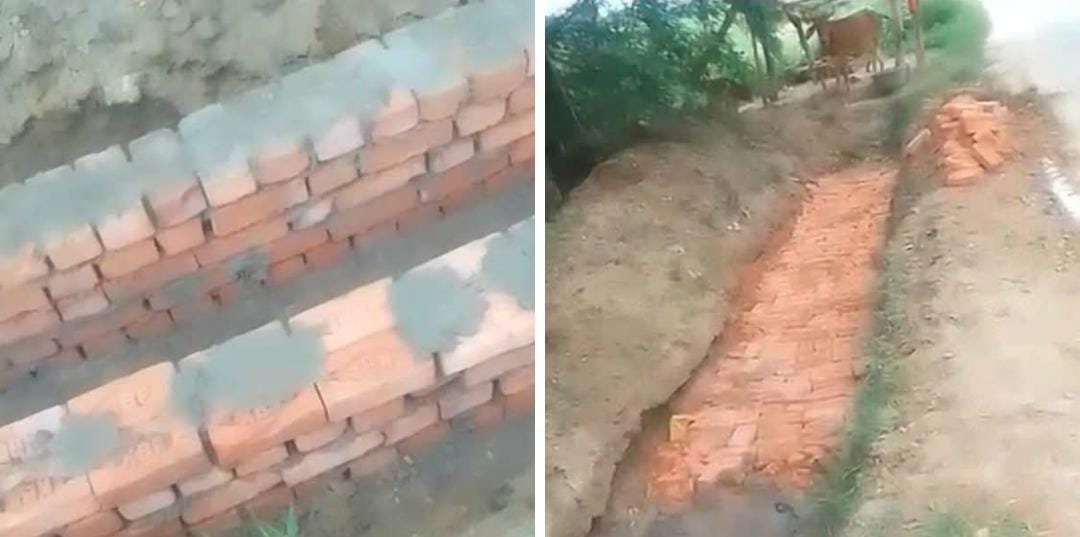 रायबरेली-दौलतपुर गाँव में नाली निर्माण के नाम पर सरकारी धन की जा रही बर्बादी
