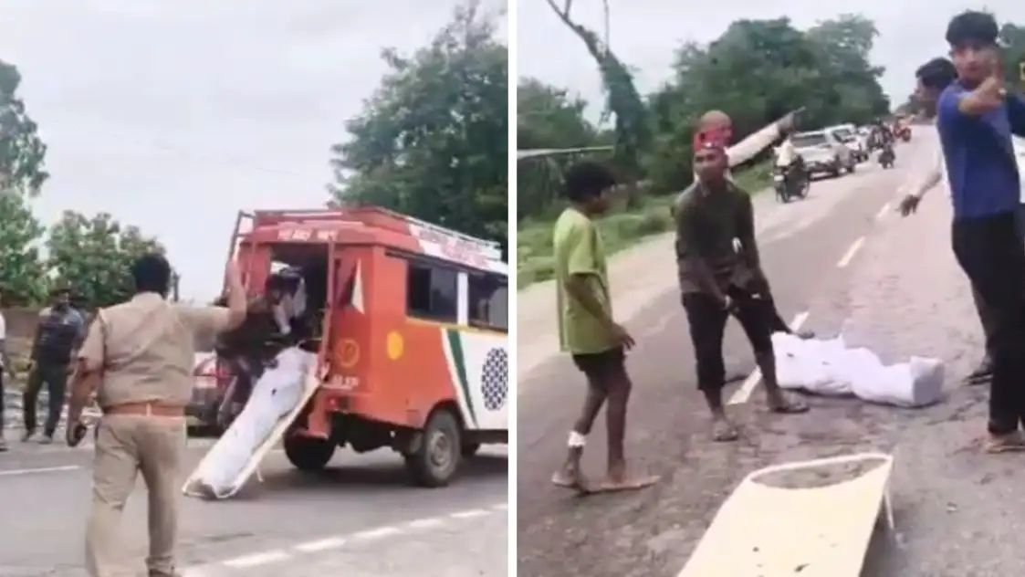 गोंडा में चलती एंबुलेंस से हाईवे पर शव फेंकने का वीडियो वायरल, पुलिस ने ​बताया क्या था पूरा मामला