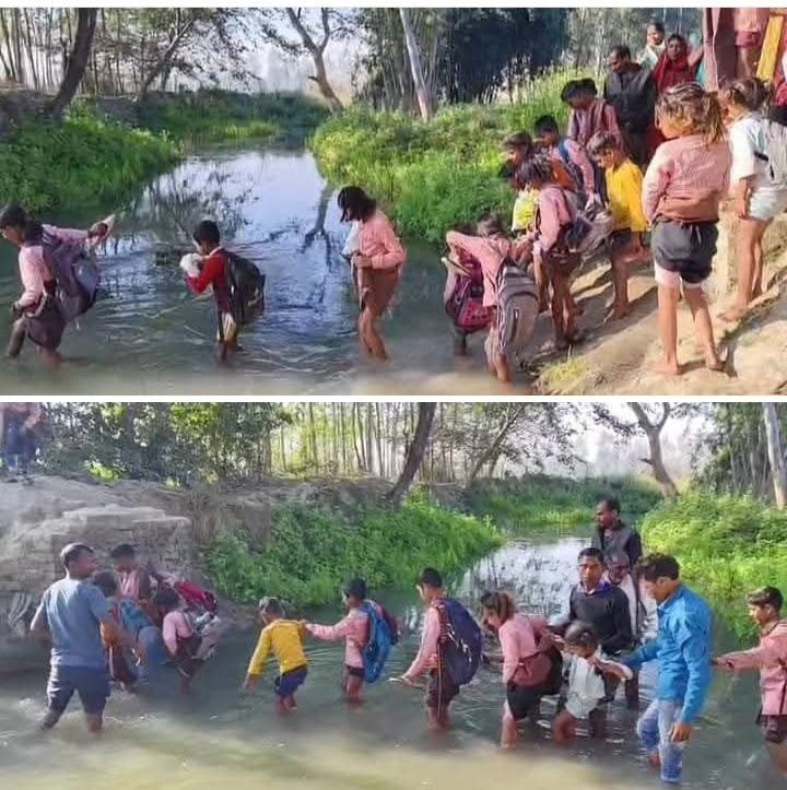 रायबरेली-विकास की पोल खोलती तस्वीर, स्कूली बच्चों की जान जोखिम में, प्रशासन की उदासीनता बनी 'काल'!