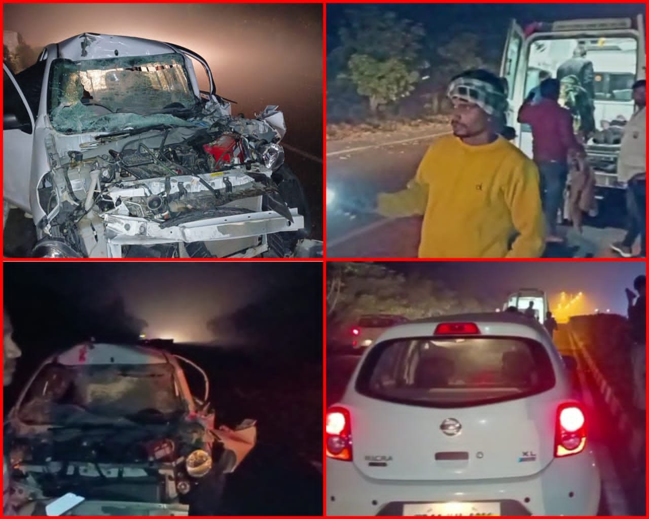 Raibareli-बड़ा सड़क हादसाअज्ञात वाहन से टकराई कार पिता पुत्र गंभीर घायल