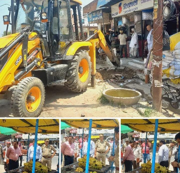 रायबरेली-फिर चला बाबा का बुलडोजर हाईवे के किनारे से प्रशासन ने हटवाया अतिक्रमण