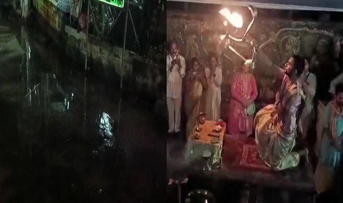 काशी में बाढ़ की मुश्किलों के बीच परंपरा का निर्वहन, सड़क पर हो रही मां गंगा की आरती…