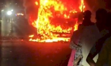 रायबरेली में सलोन जा रही प्राइवेट बस में लगी भीषण आग, मची अफरा-तफरी