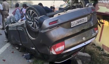रायबरेली-साइकिल सवार को बचाने के चक्कर में कार अनियंत्रित होकर डिवाइडर से टकराकर पलटी, सभी सुरक्षित