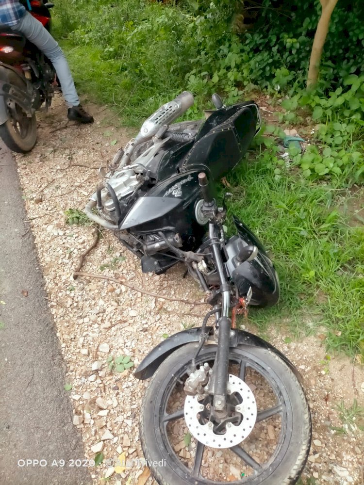 Raibareli- अचानक पेड़ गिरने से बाइक के दो टुकड़ों हुए,दोनों युवक घायल