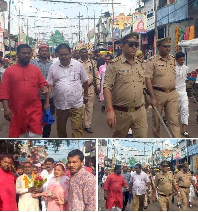 रायबरेली- प्रशासन की निगरानी में कस्बे से निकाली गई विसर्जन के लिए मूर्ति,,,,