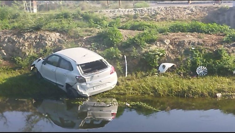 Raibareli-तेज रफ्तार कार अनियंत्रित होकर नहर में गिरी बाल बाल बचे कार सवार*