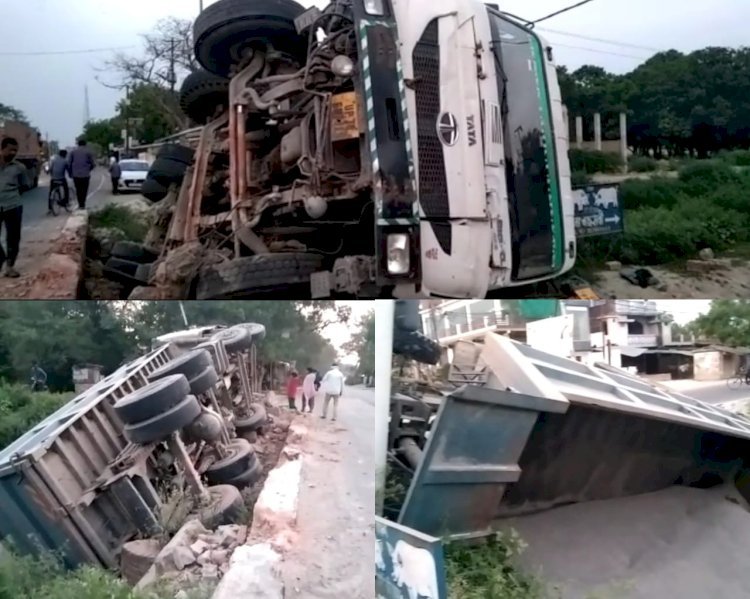 Raibareli-तेज रफ्तार गिट्टी से भरा डंपर रजबहा नहर में चालक घायल