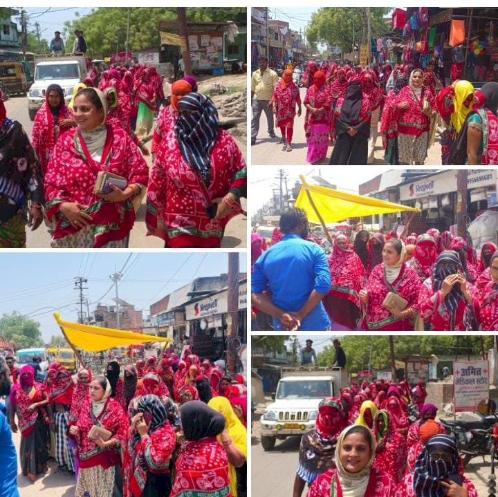 रायबरेली-हिन्दू-मुस्लिम एकता की मिसाल.सैकड़ो की संख्या में हिन्दू समाज की महिलाओ ने किया शाहीन सुल्तान का समर्थन
