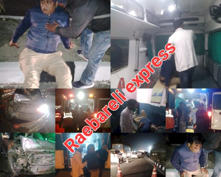 Raibareli-अज्ञात ट्रक ने कार को मारी जोरदार टक्कर कार के उड़े परखच्चे चालक गंभीर रूप से घायल