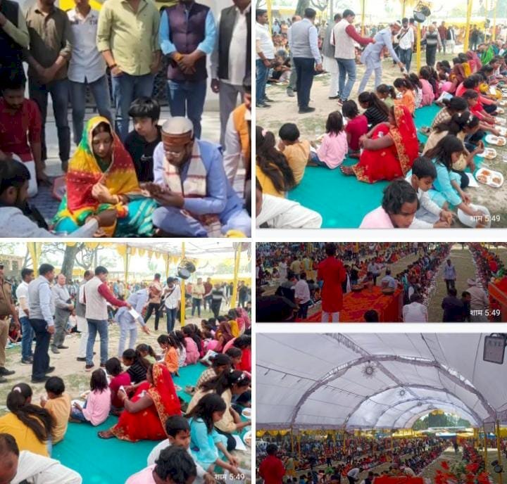 Raibareli-ऊंचाहार के गौरी शंकरन शिवालय में सपत्नीक पहुंचे विधायक मनोज पांडेय,1100 कन्याओं का कराया भोज,,,,