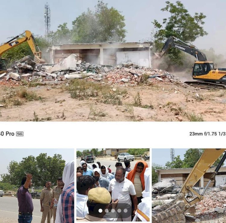 रायबरेली-एनएचएआई ने गिराया ब्लाक प्रमुख का भवन,हुआ हंगामा,,, 