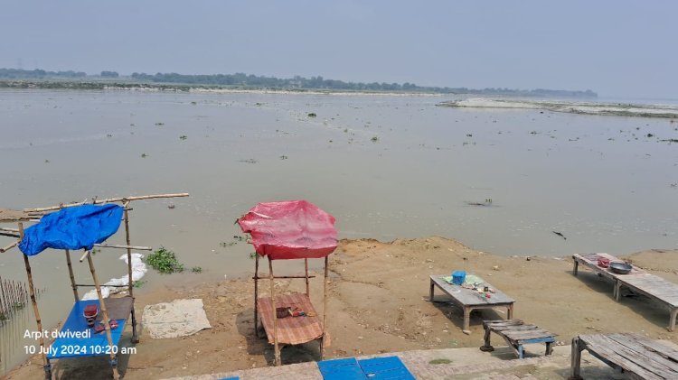 रायबरेली-हर घंटे बढ़ रहा गंगा का जलस्तर , तटों से हटे दुकानदार और पुरोहित,, 