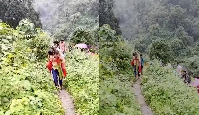 पिता बनें भगवान, 22 किमी चले पैदल, बेटी को पीठ पर रखकर इलाज को पहुंचे अस्पताल