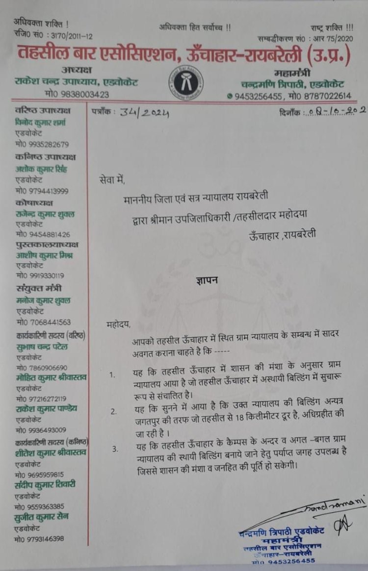 रायबरेली-ग्राम न्यायालय स्थानांतरित करने का अधिवक्ताओं ने किया विरोध