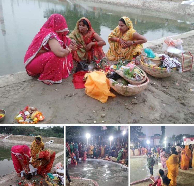 रायबरेली-महिलाओं ने पानी में खड़े होकर अस्ताचल सूर्य को दिया अर्घ्य, लगाया पकवानों का भोग , एनटीपीसी जीएम द्वारा पहुंचाई गई हिन्दू आस्था पर चोट