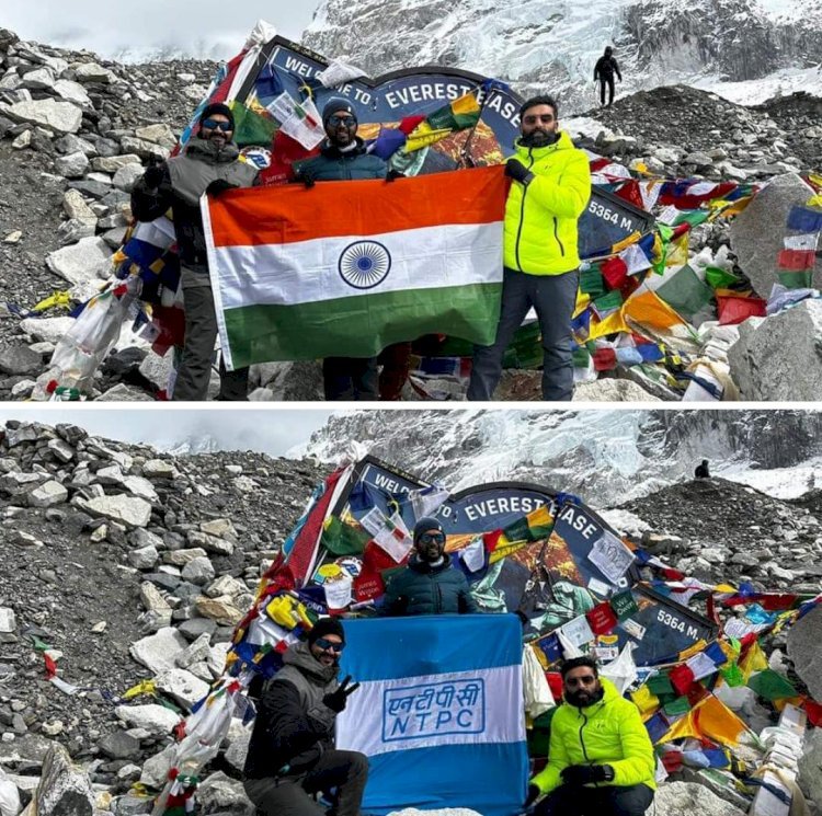 रायबरेली-माउंट एवरेस्ट की चोटी पर तिरंगा के साथ लहराया एनटीपीसी का ध्वज,,,