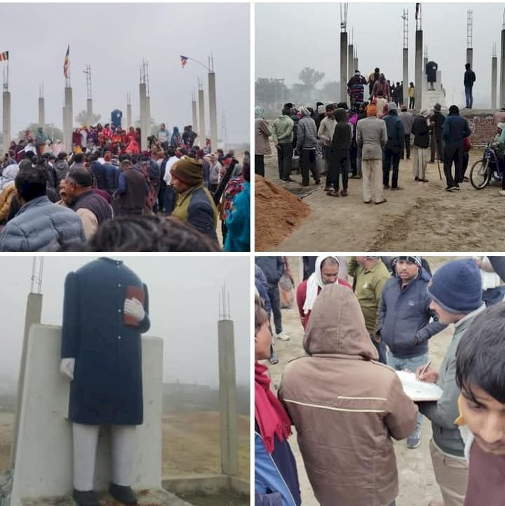 रायबरेली - अराजक तत्वों की करतूत आयी सामने, संविधान निर्माता की प्रतिमा को बनाया निशाना
