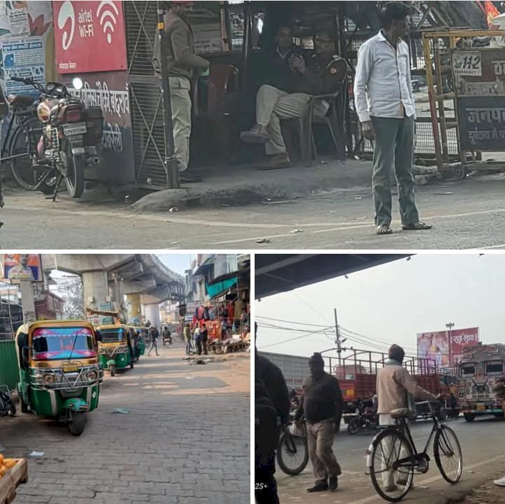 यातायात व्यवस्था को देखने के बजाय मोबाइल व्यस्त दिख रहे हैं ट्रैफिक इंचार्ज