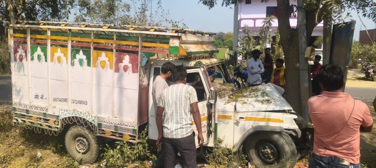 रायबरेली-पेड़ से टकराई अनियंत्रित पिकअप, चालक गंभीर घायल, टला बड़ा हादसा 