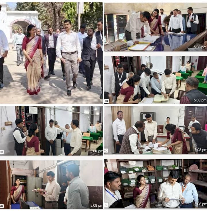 मंडलायुक्त ने कलेक्ट्रेट के विभिन्न पटलों का किया निरीक्षण