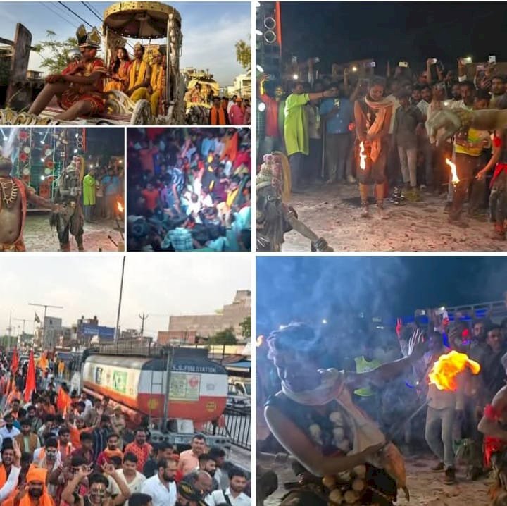 रायबरेली-विश्व हिंदू परिषद, बजरंग दल प्रखंड बछरावां ने निकाली भव्य शोभायात्रा