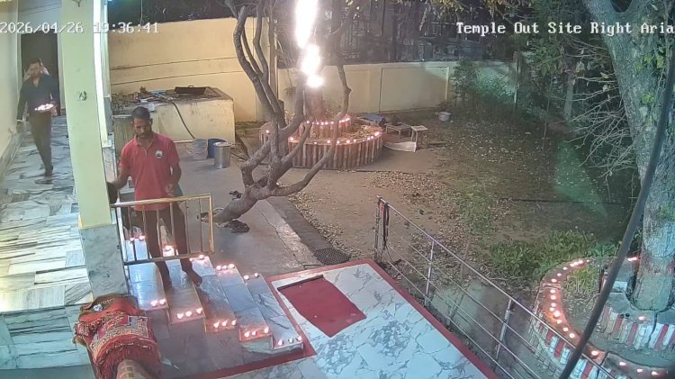 रायबरेली शहर के प्राचीन अभयदाता मंदिर में चोरी की घटना सीसीटीवी कैमरे में हुई कैद
