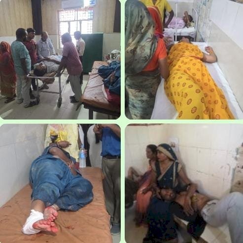 ऑटो व बाइक की टक्कर में ऑटो पलटा, पांच घायल, दो गंभीर