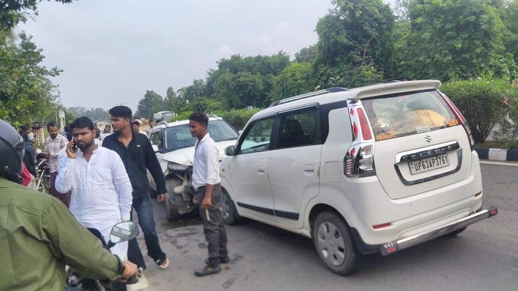 रायबरेली अनियंत्रित कारें डिवाइडर से टकराकर दो अन्य कारों से टकराई, पांच घायल, दो की हालत गंभीर