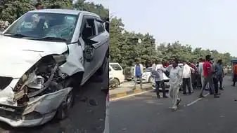 अंतिम संस्कार में शामिल होने जा रहे बाइक सवार दंपती को कार ने मारी टक्कर, पति की मौत, पत्नी घायल